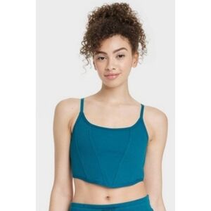 NEW Colsie Casual Corset Crop Teal Top